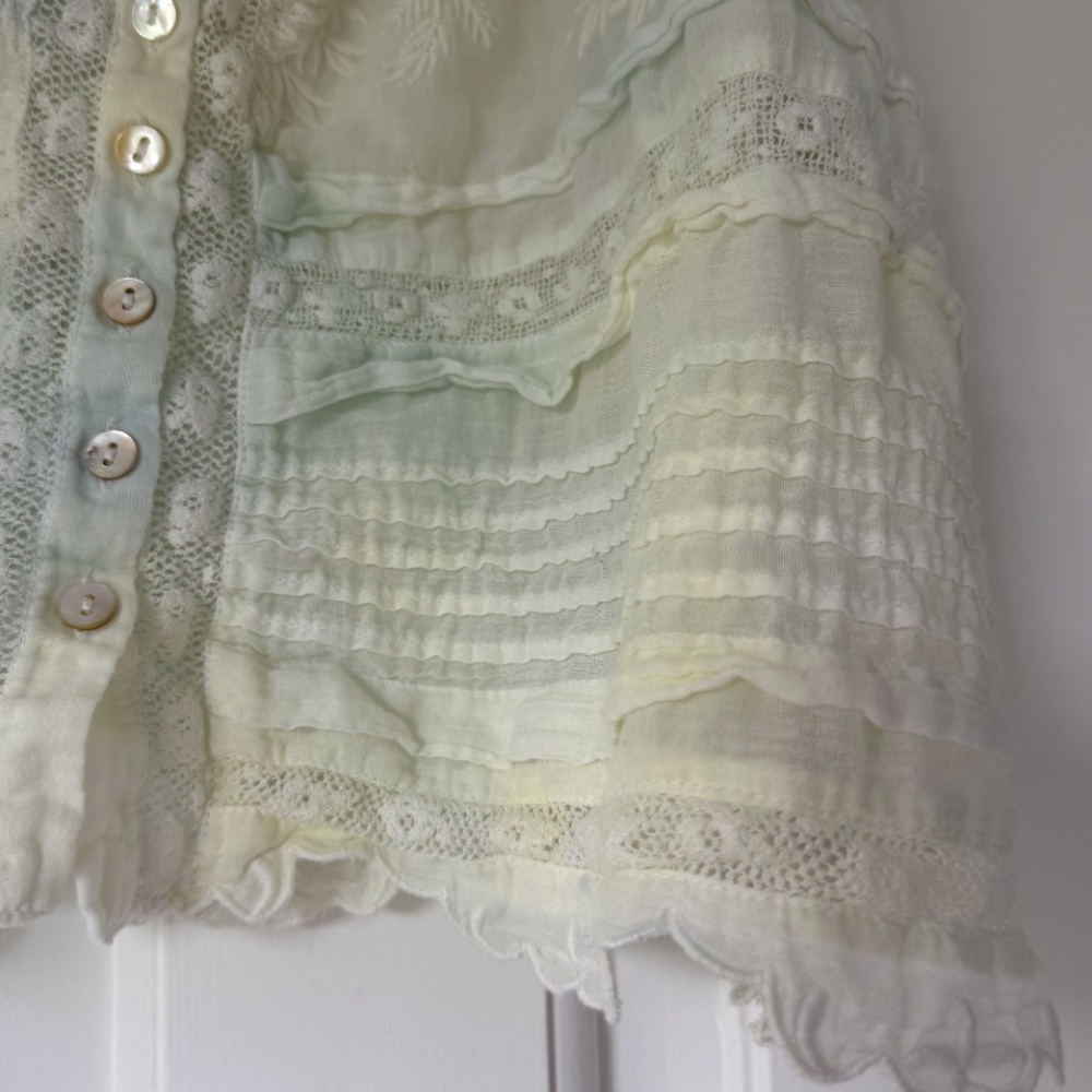 Love Shack Fancy Sully Lace Embroidered Cami Blouse Top in Lily Pond Hand Dye - Picture 3 of 6